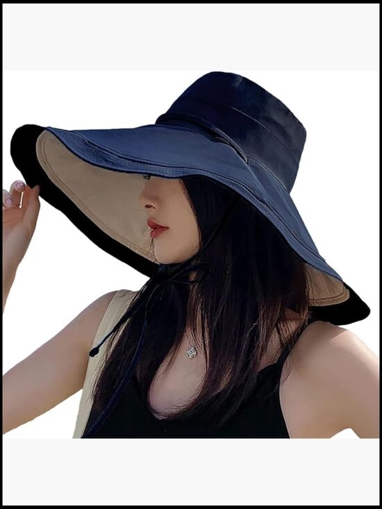 Reversible Foldable Sun Hat Wired Edge Wide Brim Beach Travel UV Protection